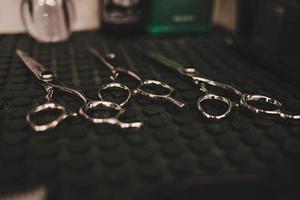 set of metal scissors for haircuts photo