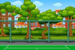 Cartoon background with sport field in city vector