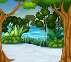 Snow and winter season forest background vector