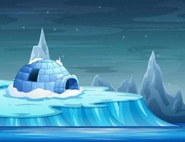 Cartoon of an iceberg with an igloo vector