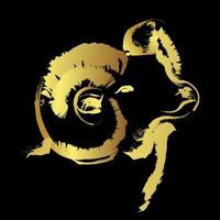 Bighorn sheep ,golden brush stroke over black background vector