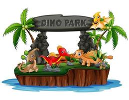 Cartoon a dinosaurs in Dino park island vector