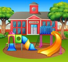Kids playground area in front the school yard vector
