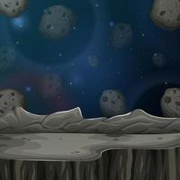 Asteroids and planet in starry sky illustration vector