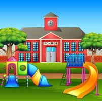 Kids playground area in front the school yard vector