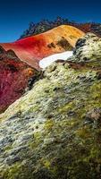 Iconic colorful rainbow volcanic mount Brennisteinsalda Sulphur Wave in Landmannalaugar mountain region in Iceland, summer photo