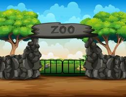 escena de fondo del parque zoológico con puerta grande vector