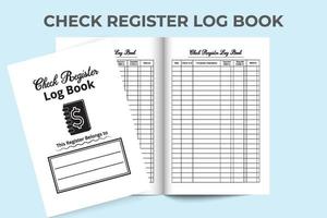 Check Register log book interior. Bank balance tracker and transaction checker notebook. Logbook interior. Check register journal money transaction tracker. Balance check register. vector