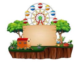 Amusement park with the ferris wheel on nature vector