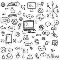 set of social media icon hand drawn vector