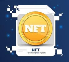 NFT marketplace with crypto art items on sale and blockchain in the background vector