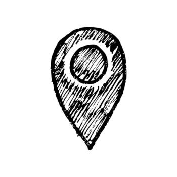 hand drawn Coordinates Location Point Gps, map pointer doodle icon. vector