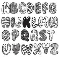 Hand drawn doodle funny font. Set of sketch cute alphabet. Vector illustration for magazines, printings, web posters, hand drawn typography etc.