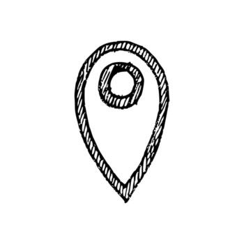 hand drawn Coordinates Location Point Gps, map pointer doodle icon. vector