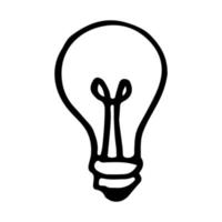 Hand Drawn bulb doodle icon isolated on white background. vector illustration.