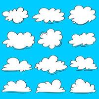 Doodle set of Hand Drawn Clouds. vector illustration.