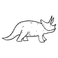 ilustración de triceraptor de fideos vectoriales dibujados a mano. triceraptor de dibujos animados aislado en fondo blanco para colorear página, diseño de afiches, estampado de camisetas y pegatina. vector