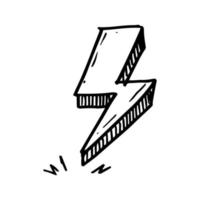 hand drawn vector doodle electric lightning bolt symbol sketch illustrations. thunder symbol doodle icon.