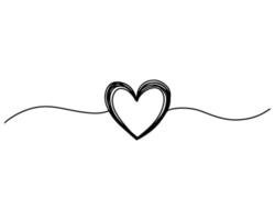 garabato redondo grungy enredado corazón dibujado a mano con línea delgada, forma divisoria. ilustración vectorial aislado sobre fondo blanco. vector