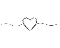 Tangled grungy round scribble hand drawn heart with thin line, divider shape. Vector illustration Isolated on white background.