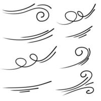 hand drawn wind gust isolated on a white background. Doodle vector illustration.