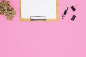 stationery for study isolated on pink background photo