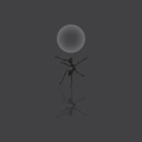 black ant with a shadow and a bubble in the middle of the night vector