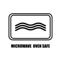 Microwave oven safe inscriptions isolated on white background. Icon warning for cookware in ink style. vector