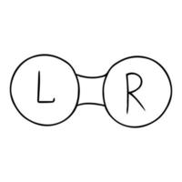 contenedor de lentes aislado sobre fondo blanco. elemento óptico para guardar lentes de contacto en estilo doodle. vector