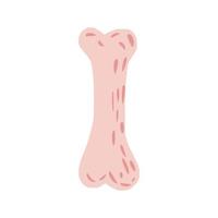 Pink bone isolated on white background. Simple bone size middle sketch hand drawn in style doodle. vector