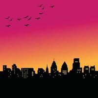 city skyline silhouette at sunset vector