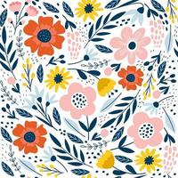 Seamless pattern with flowers. Design for fabric print. Vector illustration