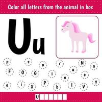 Color all letters. Educational sheets for kids vector