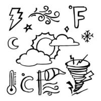 vector set of weather doodle elements, for design purposes