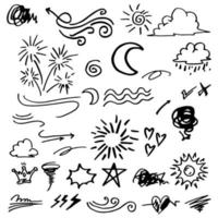 vector set of weather doodle elements, for design purposes