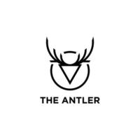 simple line abstract antler circle black logo design template vector