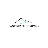 landscape logo simple rustic line mountain and leaf design vector