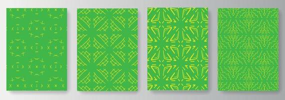 Collection of green backgrounds with yellow pattern vector