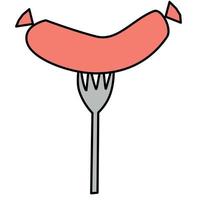 Sausage on a fork vector