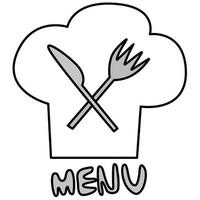 Spoon, fork and chef's hat vector