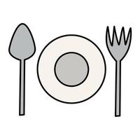 Spoon, fork and plate vector