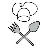 Spoon, fork and chef's hat vector