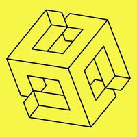 Impossible shape. Optical Illusion. Vector illustration isolated on a yellow.