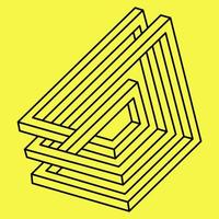 Impossible optical illusion shapes. Optical art objects. Impossible figures. Line art. Unreal geometry. vector