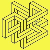 Impossible shape. Web design element. Optical illusion object. Line design. Unreal geometric figures.  Optical art. vector