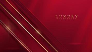 Red luxury background with gold line decoration and glitter light effect. vector