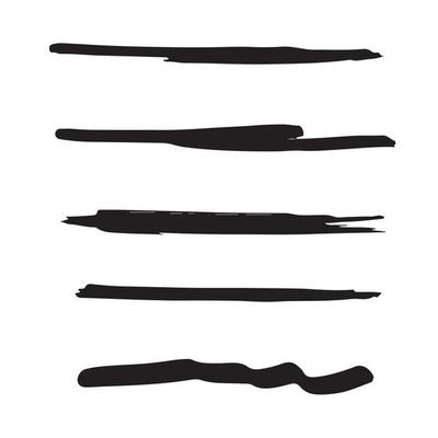 Set of black ink brush stroke line. Set of line vector illustration.