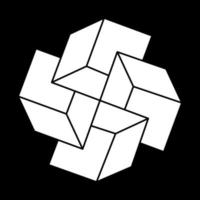Impossible shapes logo design, optical illusion object. Paradox. Optical art. Sacred geometry figures. vector