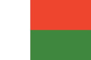 Madagascar flag. Official colors and proportions. National Madagascar flag.