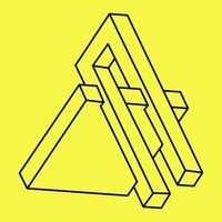 Impossible object. Line geometric shape. Optical illusion figure. Optical art. vector